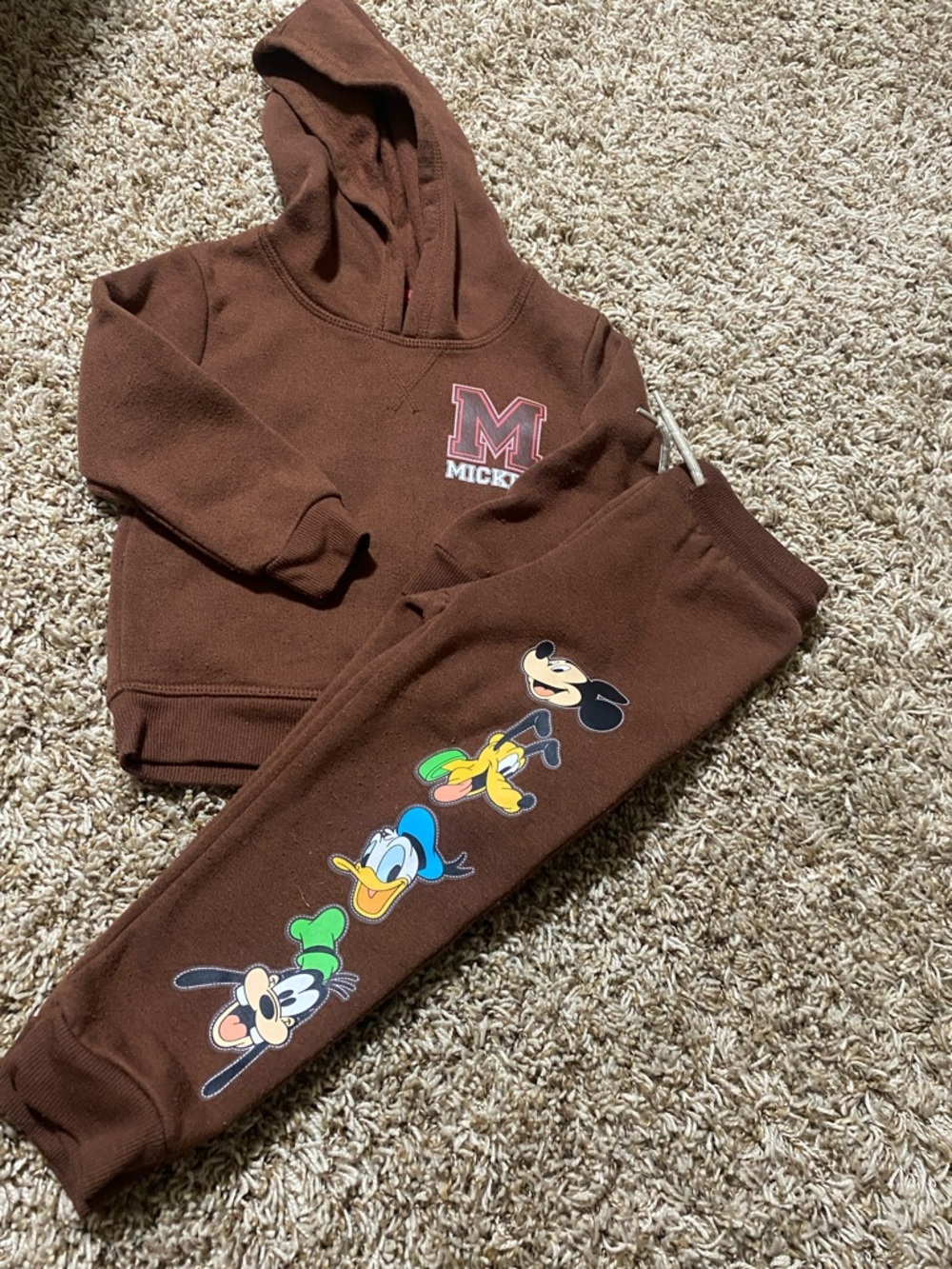 Disney Brown Mickey & Friends Jogger Set